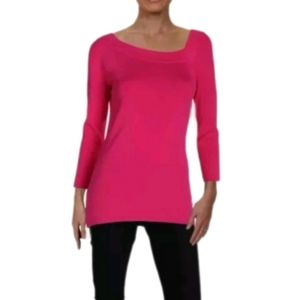 INC International Concepts Modern Mix Asymmetrical Intense Pink Top L /  XL New